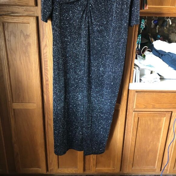NWT Vince Camuto Metallic V-Neck Ruched Long Sleeve Maxi Dress Plus Size 22W - Picture 10 of 13
